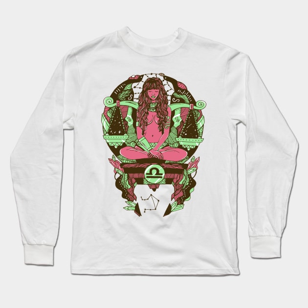 Pink and Mint Libra Beauty Long Sleeve T-Shirt by kenallouis